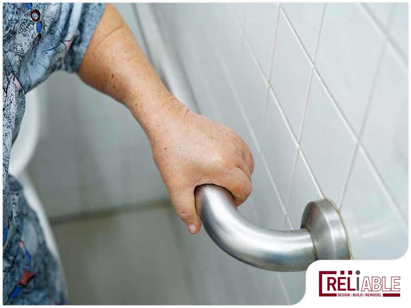 Footer Background Elderly person grabbing a grab bar