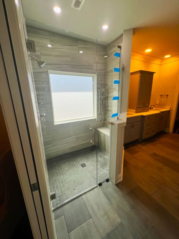 curbless glass shower design picture
