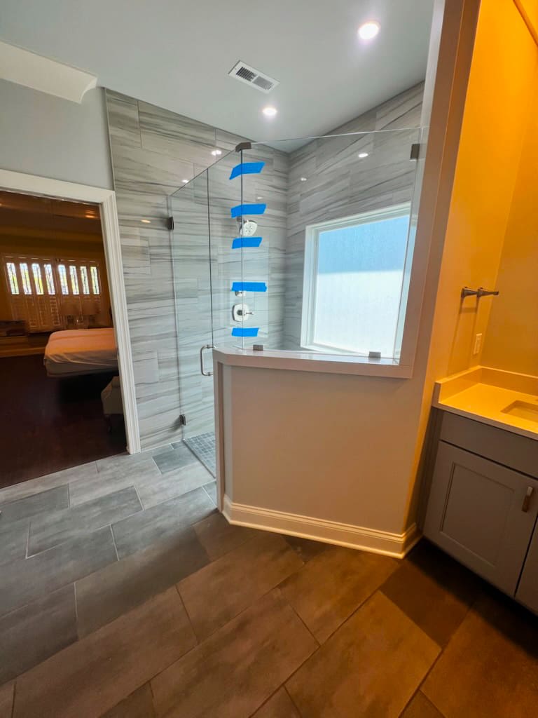 curbless glass shower design picture