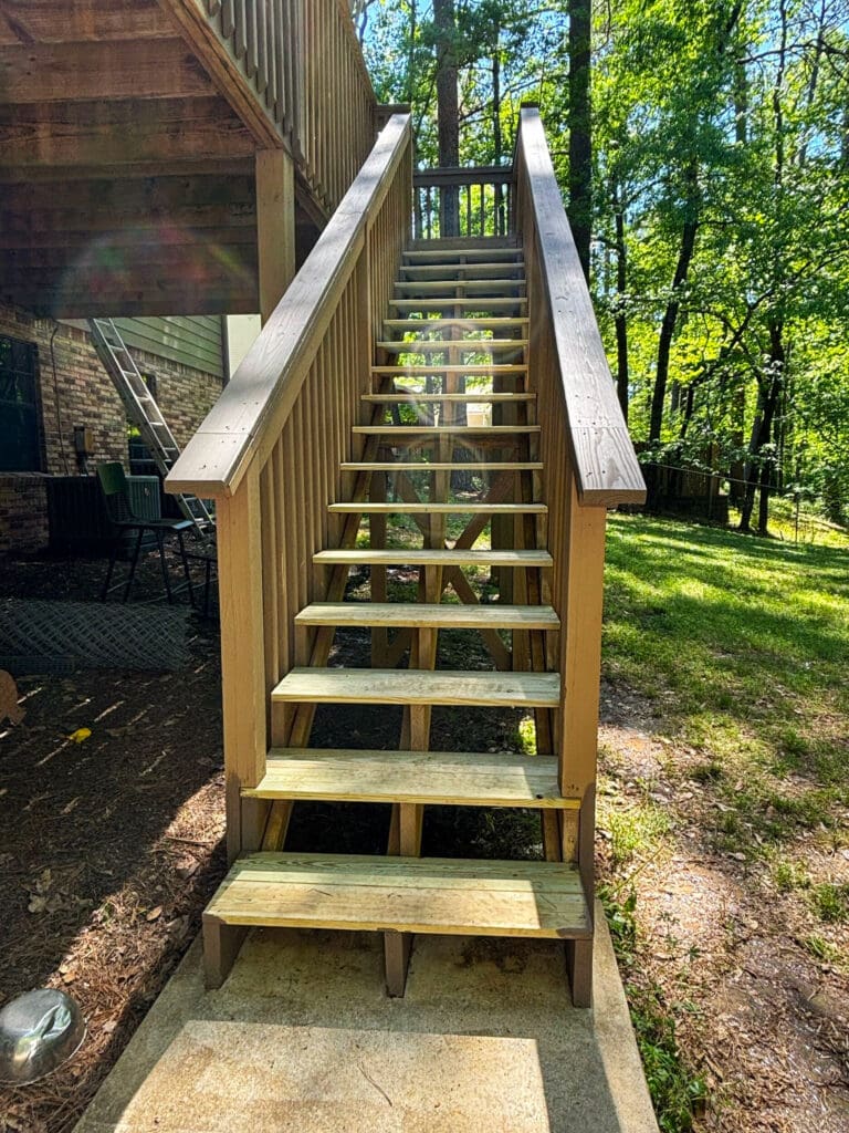 wood deck with stairs picture